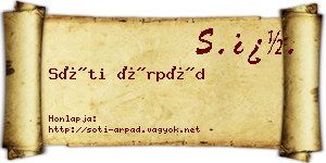 Sóti Árpád névjegykártya